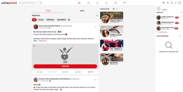 A screenshot of LoyalFans site